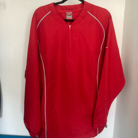 Vintage NWT SZ L 100% polyester Nike Red Pullover wind breaker jacket Y2K - Picture 2 of 11